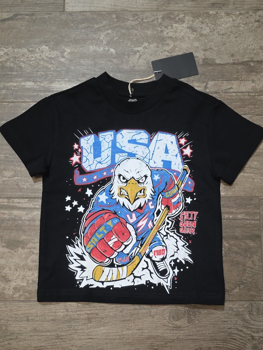 Kids Black USA Eagle Hockey Graphic Tee